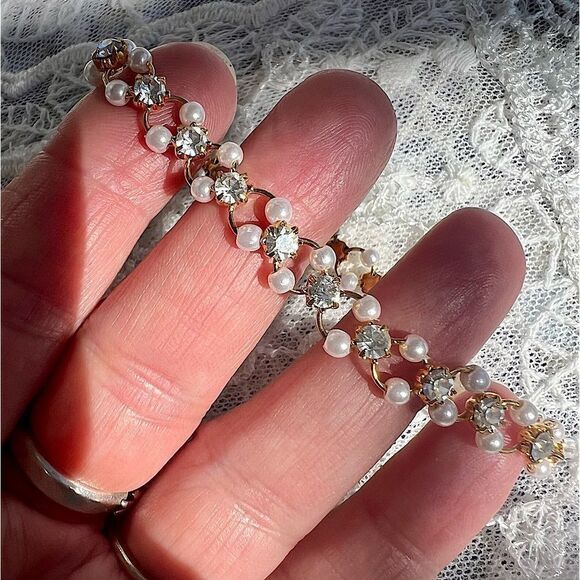 Vintage 90’s Pearl & Rhinestone Bracelet - Picture 7 of 9